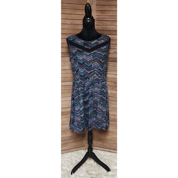 XHILARATION Womens XXL Above Knee Multicolored Sheer Neckline Sleeveless Dress - Picture 1 of 8